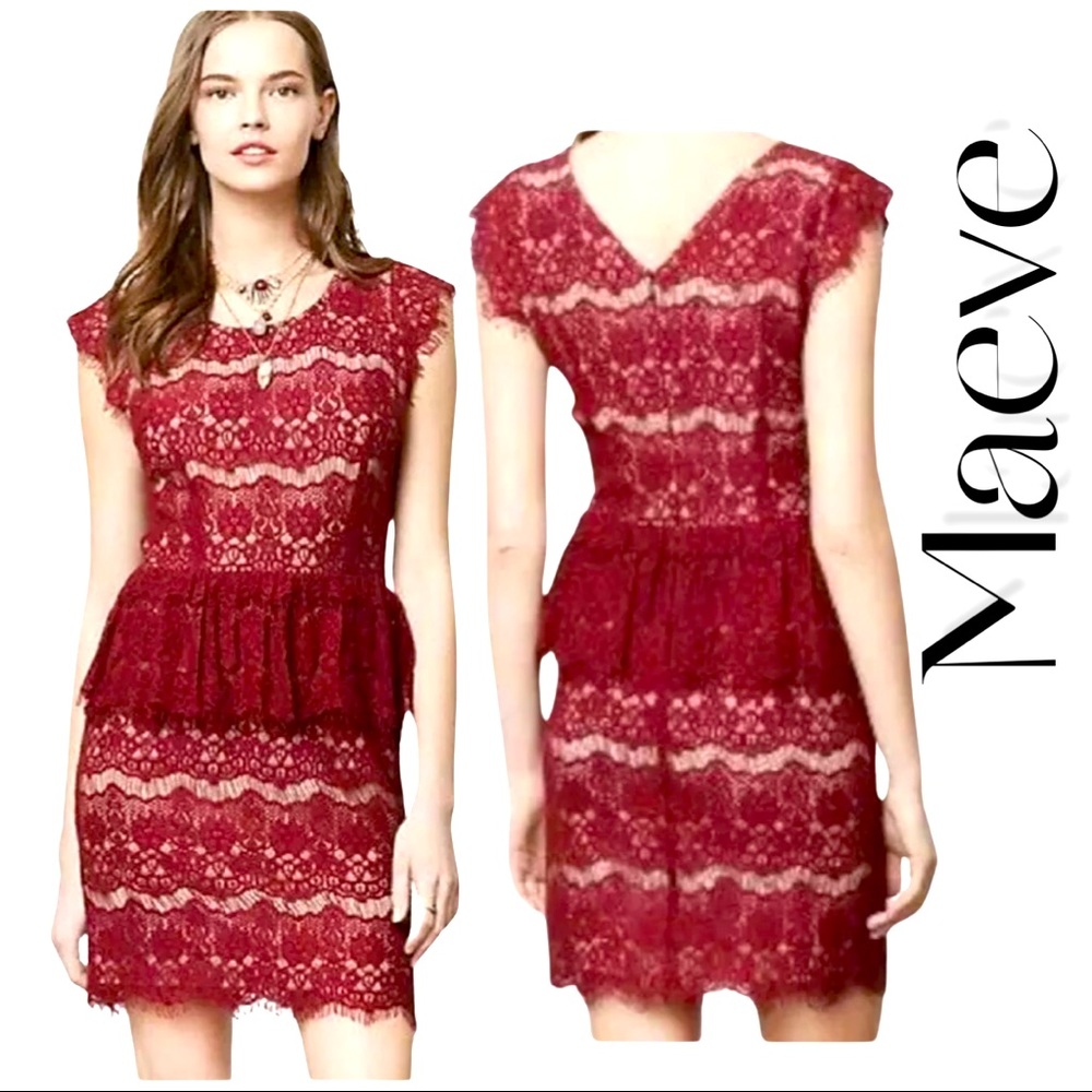 Anthropologie Maeve Elsa Lace Peplum Dress